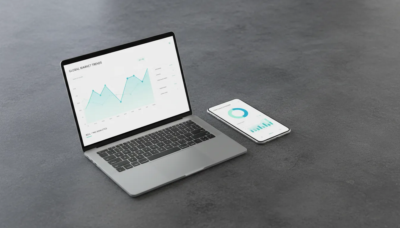 Laptop and phone showing a web and mobile product interface